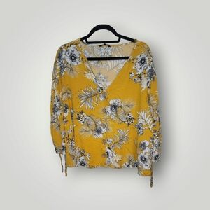 Unique Spectrum Womens Plus Yellow Floral Gauzy Flowy Coastal 3x Butter Yellow